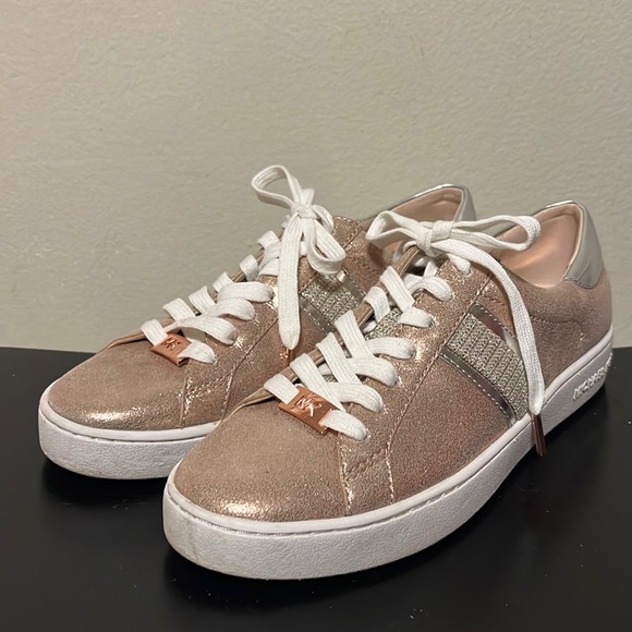 MICHAEL KORS Keaton Stripe Sneaker Rose Gold - Picture 1 of 5